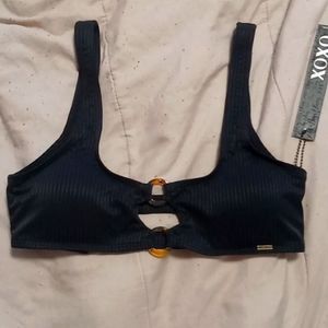 NWT XOXO Black Ribbed Knit Bikini Top!!